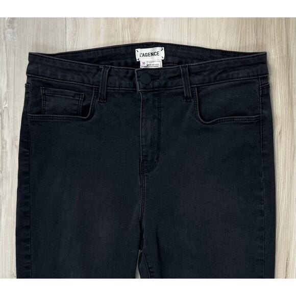 L’Agence Margot Skinny Jeans Dark Graphite Black Grey Stretch $270 Size 30 x26L - Picture 6 of 16